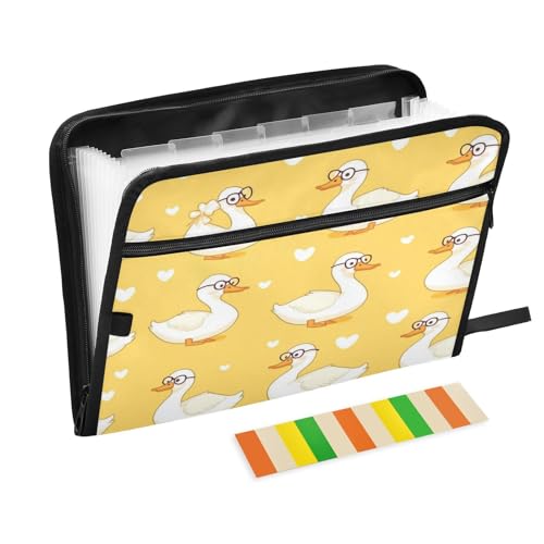 Kcldeci Fächermappe mit weißen Enten und Glasse, 13 Fächer, Akkordeon-Aktenordner, A4, Briefgröße, Papier, Dokumente, Quittungen, Organizer, Akkordean-Aktenordner für Klassenzimmer, Zuhause, Büro und Kcldeci Fächermappe mit weißen Enten und Glasse, 13 Fächer, Akkordeon-Aktenordner, A4, Briefgröße, Papier, Dokumente, Quittungen, Organizer, Akkordean-Aktenordner für Klassenzimmer, Zuhause, Büro und von Kcldeci