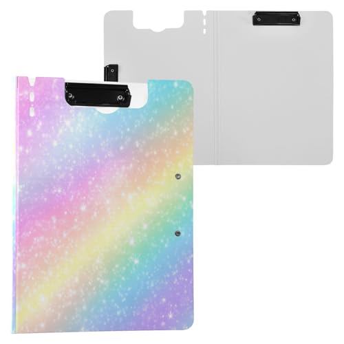 Kcldeci Faltbare Klemmbretter, weicher Regenbogen-Farbverlauf, A4, Büro-Klemmbrett mit Stifthalter, Aktenabdeckung, Arbeitsmappe, Klemmbretter von Kcldeci