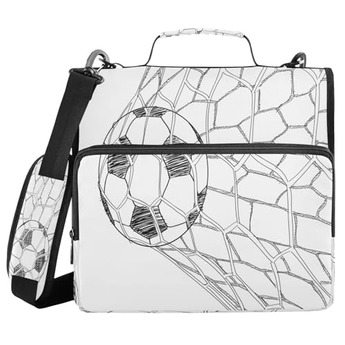 Kcldeci Fussball im Tornetz mit Reißverschluss, Trapperhalter, Organizer, 3,8 cm, 3-Ringbuch, Fächermappe für Schule und Büro von Kcldeci