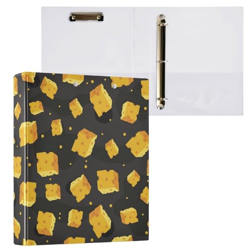 Kcldeci Gelbe Käsewürfel mit 3 Ringen, 2 Stück, Klemmbretter, Aktenordner mit 3,8 cm rundem Ring für Papier in Briefgröße, Hardcover-Ordner für Schule, Büro und Zuhause von Kcldeci