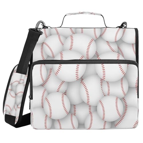 Kcldeci Glatter Stil Baseballball-Reißverschluss, Trapperhalter, Organizer, 3,8 cm, 3-Ringordner, Tasche, Fächermappe für Schule und Büro von Kcldeci