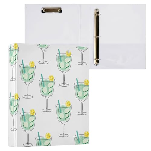 Kcldeci Gurken-Cocktail-Ordner mit 3 Ringen, 2 Stück, Klemmbretter, 3,8 cm, runder Ring für Papier, Hardcover für Schule, Büro und Zuhause von Kcldeci