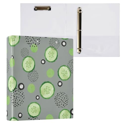 Kcldeci Gurkenscheiben, 3 Ringordner, 2 Stück, Klemmbretter, 3,8 cm, runder Ring für Papier, Hardcover für Schule, Büro und Zuhause von Kcldeci