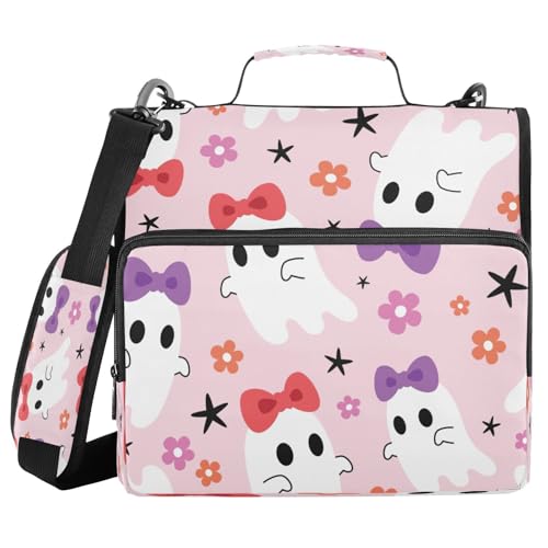 Kcldeci Halloween Cute Ribbon Ghost 3-Ringbuch mit Reißverschluss, 500 Blatt, Trapperhalter, Organizer, 3,8 cm, Bindertasche mit Schultergurt, Dokumentenaufbewahrung für Schule und Büro Kcldeci Halloween Cute Ribbon Ghost 3-Ringbuch mit Reißverschluss, 500 Blatt, Trapperhalter, Organizer, 3,8 cm, Bindertasche mit Schultergurt, Dokumentenaufbewahrung für Schule und Büro von Kcldeci