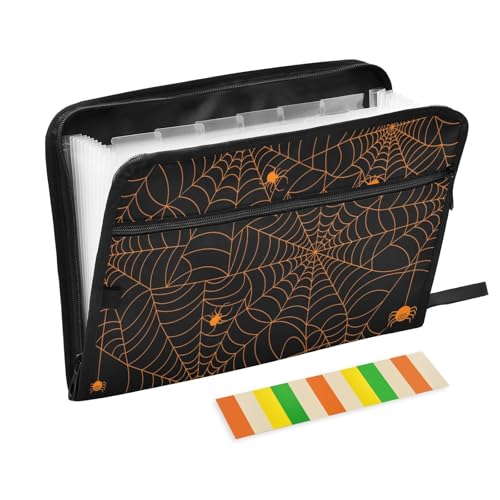 Kcldeci Halloween-Spinnennetz-Fächermappe mit 13 Fächern, Akkordeon-Ordner, A4, Briefgröße, Papier, Dokumente, Quittungen, Organizer, Akkordean-Aktenordner für Klassenzimmer, Zuhause, Büro und Reisen von Kcldeci