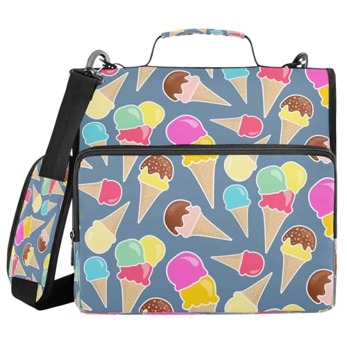 Kcldeci Happy Bright Ringbuch mit 3 Ringen, mit Reißverschluss, 500 Blatt, 3,8 cm, Bindertasche mit Schultergurt, Dokumentenaufbewahrung für Schule und Büro von Kcldeci