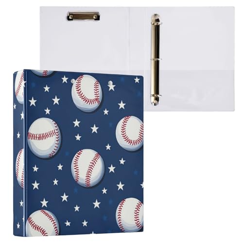 Kcldeci Hardcover 3-Ringbuch, American Baseball Stars, Marineblau, 3,8 cm, runde Ringordner, Organizer, 200 Blatt für Büro/Zuhause/Schulanfang, 1 Stück von Kcldeci