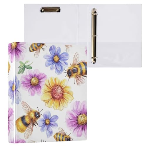 Kcldeci Hardcover 3-Ringbuch, Aquarell-Bienen, 3,8 cm, runde Ringe, Organizer, 200 Blatt für Büro/Zuhause/Schulanfang, 1 Stück Kcldeci Hardcover 3-Ringbuch, Aquarell-Bienen, 3,8 cm, runde Ringe, Organizer, 200 Blatt für Büro/Zuhause/Schulanfang, 1 Stück von Kcldeci