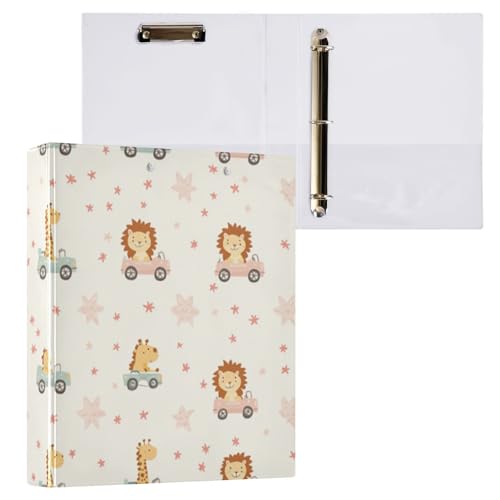 Kcldeci Hardcover 3-Ringbuch, Auto-Stern-Muster, 3,8 cm, runde Ringe, Ordner, Organizer, 200 Blatt für Büro/Zuhause/Schulanfang, 2 Stück von Kcldeci