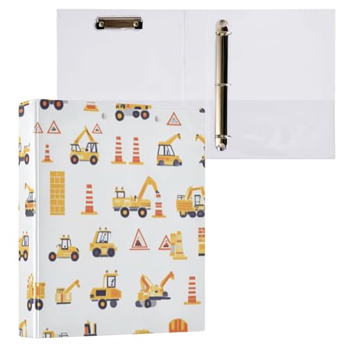 Kcldeci Hardcover 3-Ringbuch, Baumaschinen, 3,8 cm, runde Ringordner, Organizer, 200 Blatt für Büro/Zuhause/Schulanfang, 2 Stück Kcldeci Hardcover 3-Ringbuch, Baumaschinen, 3,8 cm, runde Ringordner, Organizer, 200 Blatt für Büro/Zuhause/Schulanfang, 2 Stück von Kcldeci