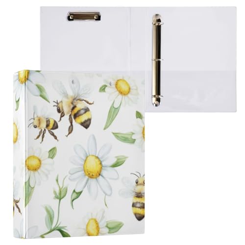 Kcldeci Hardcover 3-Ringbuch, Bienen Gänseblümchen, 3,8 cm, runde Ringordner, Organizer, 200 Blatt für Büro/Zuhause/Schulanfang, 1 Stück Kcldeci Hardcover 3-Ringbuch, Bienen Gänseblümchen, 3,8 cm, runde Ringordner, Organizer, 200 Blatt für Büro/Zuhause/Schulanfang, 1 Stück von Kcldeci