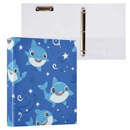 Kcldeci Hardcover 3-Ringbuch, Cartoon-Hai, 3,8 cm, runde Ringordner, Organizer, 200 Blatt für Büro/Zuhause/Schulanfang, 2 Stück Kcldeci Hardcover 3-Ringbuch, Cartoon-Hai, 3,8 cm, runde Ringordner, Organizer, 200 Blatt für Büro/Zuhause/Schulanfang, 2 Stück von Kcldeci