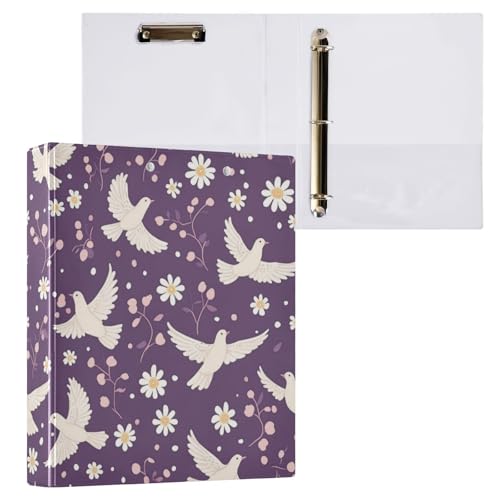 Kcldeci Hardcover 3-Ringbuch, Tauben-Gänseblümchen, 3,8 cm, runde Ringordner, Organizer, 200 Blatt für Büro/Zuhause/Schulanfang, 1 Stück Kcldeci Hardcover 3-Ringbuch, Tauben-Gänseblümchen, 3,8 cm, runde Ringordner, Organizer, 200 Blatt für Büro/Zuhause/Schulanfang, 1 Stück von Kcldeci