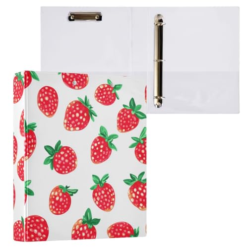 Kcldeci Hardcover 3-Ringbuch, frische rote Erdbeere, 3,8 cm, runde Ringordner, Organizer, 200 Blatt für Büro/Zuhause/Schulanfang, 2 Stück Kcldeci Hardcover 3-Ringbuch, frische rote Erdbeere, 3,8 cm, runde Ringordner, Organizer, 200 Blatt für Büro/Zuhause/Schulanfang, 2 Stück von Kcldeci
