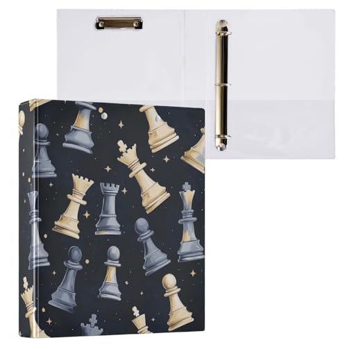 Kcldeci Hardcover 3-Ringbuch, graue Schachfiguren, Sterne, 3,8 cm, runde Ringordner, Organizer, 200 Blatt für Büro/Zuhause/Schulanfang, 1 Stück Kcldeci Hardcover 3-Ringbuch, graue Schachfiguren, Sterne, 3,8 cm, runde Ringordner, Organizer, 200 Blatt für Büro/Zuhause/Schulanfang, 1 Stück von Kcldeci