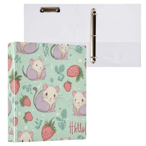 Kcldeci Hardcover 3-Ringbuch, niedliche Opossums und Erdbeeren, 3,8 cm, runder Ringordner, Organizer, 200 Blatt für Büro/Zuhause/Schulanfang, 1 Stück Kcldeci Hardcover 3-Ringbuch, niedliche Opossums und Erdbeeren, 3,8 cm, runder Ringordner, Organizer, 200 Blatt für Büro/Zuhause/Schulanfang, 1 Stück von Kcldeci