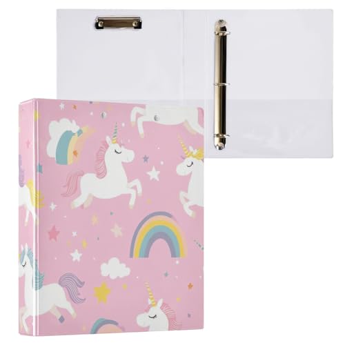 Kcldeci Hardcover 3-Ringbuch, niedliches Einhorn, 3,8 cm, runde Ringordner, Organizer, 200 Blatt für Büro, Zuhause, Schulanfang, 2 Stück Kcldeci Hardcover 3-Ringbuch, niedliches Einhorn, 3,8 cm, runde Ringordner, Organizer, 200 Blatt für Büro, Zuhause, Schulanfang, 2 Stück von Kcldeci