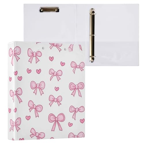 Kcldeci Hardcover 3-Ringbuch, rosa Schleifen und Herzen, 3,8 cm, runde Ringordner, Organizer, 200 Blatt für Büro, Zuhause, Schulanfang, 1 Stück Kcldeci Hardcover 3-Ringbuch, rosa Schleifen und Herzen, 3,8 cm, runde Ringordner, Organizer, 200 Blatt für Büro, Zuhause, Schulanfang, 1 Stück von Kcldeci