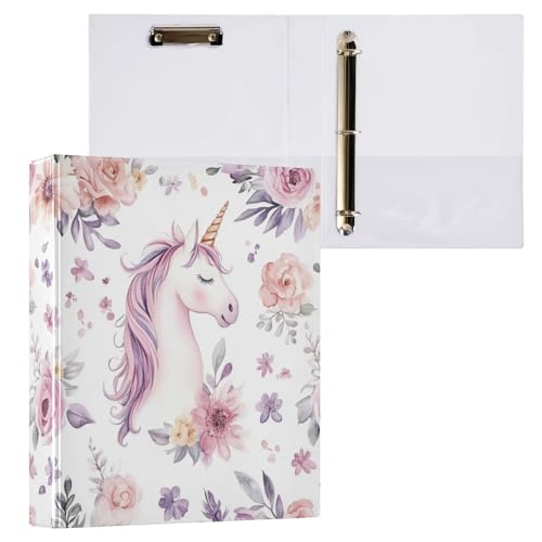 Kcldeci Hardcover 3-Ringbuch für Papier in Briefgröße, Blumeneinhorn, 3,8 cm, runde Ringe, Ordner-Organizer für Schule/Büro, 1 Stück Kcldeci Hardcover 3-Ringbuch für Papier in Briefgröße, Blumeneinhorn, 3,8 cm, runde Ringe, Ordner-Organizer für Schule/Büro, 1 Stück von Kcldeci