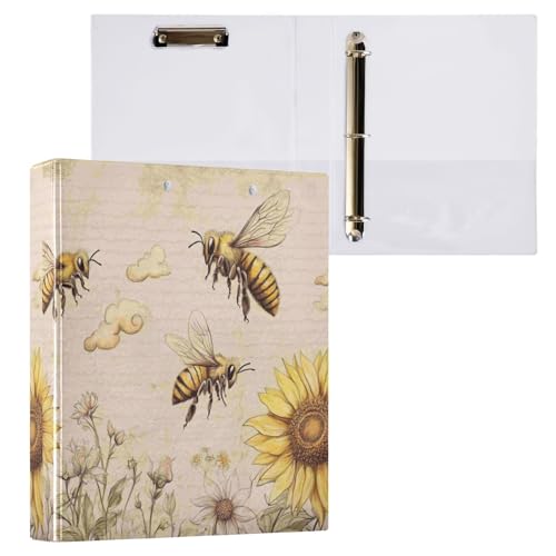 Kcldeci Hardcover 3-Ringbuch für Papier in Briefgröße, Honigbienen, Sonnenblume, 3,8 cm, runde Ringe, Ordner-Organizer für Schule/Büro, 2 Stück Kcldeci Hardcover 3-Ringbuch für Papier in Briefgröße, Honigbienen, Sonnenblume, 3,8 cm, runde Ringe, Ordner-Organizer für Schule/Büro, 2 Stück von Kcldeci