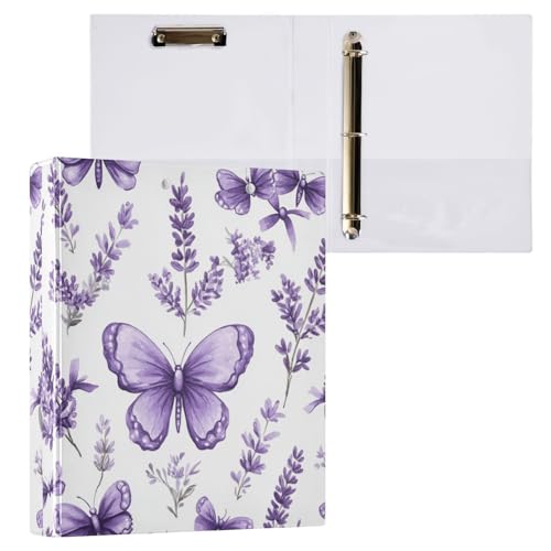 Kcldeci Hardcover 3-Ringbuch für Papier in Briefgröße, Lavendelblumen, Schleifen, Schmetterling, 3,8 cm, runde Ringe, Ordner-Organizer für Schule/Büro, 2 Stück Kcldeci Hardcover 3-Ringbuch für Papier in Briefgröße, Lavendelblumen, Schleifen, Schmetterling, 3,8 cm, runde Ringe, Ordner-Organizer für Schule/Büro, 2 Stück von Kcldeci