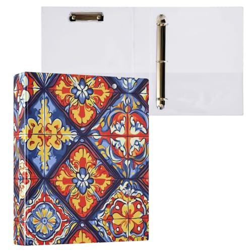 Kcldeci Hardcover 3-Ringbuch für Papier in Briefgröße, lebendige mexikanische Talavera-Fliesen, 3,8 cm runde Ringe, Ordner-Organizer für Schule/Büro, 1 Stück Kcldeci Hardcover 3-Ringbuch für Papier in Briefgröße, lebendige mexikanische Talavera-Fliesen, 3,8 cm runde Ringe, Ordner-Organizer für Schule/Büro, 1 Stück von Kcldeci