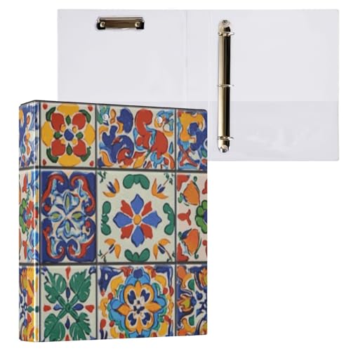 Kcldeci Hardcover 3-Ringbuch für Papier in Briefgröße, mexikanischer Stil, 3,8 cm runde Ringe, Ordner-Organizer für Schule/Büro, 1 Stück Kcldeci Hardcover 3-Ringbuch für Papier in Briefgröße, mexikanischer Stil, 3,8 cm runde Ringe, Ordner-Organizer für Schule/Büro, 1 Stück von Kcldeci