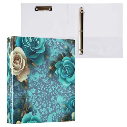 Kcldeci Hardcover 3-Ringbuch für Papier in Briefgröße, türkisblaue Rosen, 3,8 cm, runde Ringe, Ordner-Organizer für Schule/Büro, 1 Stück Kcldeci Hardcover 3-Ringbuch für Papier in Briefgröße, türkisblaue Rosen, 3,8 cm, runde Ringe, Ordner-Organizer für Schule/Büro, 1 Stück von Kcldeci