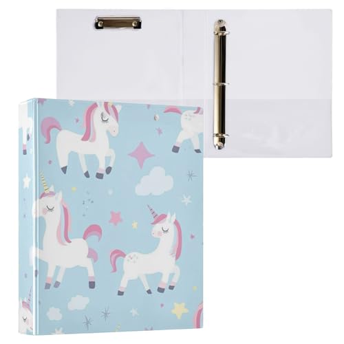 Kcldeci Hardcover-Ordner mit 3 Ringen, Einhorn-Wolkenstern, 3,8 cm, rund, Ringbuch, Organizer, 200 Blatt für Büro, Zuhause, Schulanfang, 2 Stück Kcldeci Hardcover-Ordner mit 3 Ringen, Einhorn-Wolkenstern, 3,8 cm, rund, Ringbuch, Organizer, 200 Blatt für Büro, Zuhause, Schulanfang, 2 Stück von Kcldeci