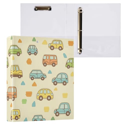 Kcldeci Hardcover-Ordner mit 3 Ringen, buntes Auto, 3,8 cm, runde Ringordner, Organizer, 200 Blatt für Büro, Zuhause, Schulanfang, 2 Stück Kcldeci Hardcover-Ordner mit 3 Ringen, buntes Auto, 3,8 cm, runde Ringordner, Organizer, 200 Blatt für Büro, Zuhause, Schulanfang, 2 Stück von Kcldeci