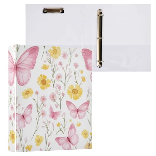 Kcldeci Hardcover-Ordner mit 3 Ringen, rosa Aquarell-Schmetterlinge, 3,8 cm, rund, Ringbuch, Organizer, 200 Blatt für Büro, Zuhause, Schulanfang, 1 Stück Kcldeci Hardcover-Ordner mit 3 Ringen, rosa Aquarell-Schmetterlinge, 3,8 cm, rund, Ringbuch, Organizer, 200 Blatt für Büro, Zuhause, Schulanfang, 1 Stück von Kcldeci