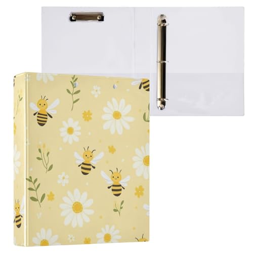 Kcldeci Hardcover Ringbuch mit 3 Ringen, Bienen und Gänseblümchen, 3,8 cm, runde Ringordner, Organizer, 200 Blatt für Büro/Zuhause/Schulanfang, 2 Stück Kcldeci Hardcover Ringbuch mit 3 Ringen, Bienen und Gänseblümchen, 3,8 cm, runde Ringordner, Organizer, 200 Blatt für Büro/Zuhause/Schulanfang, 2 Stück von Kcldeci