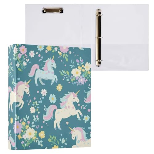 Kcldeci Hardcover Ringbuch mit 3 Ringen, Blumen, Einhorn, 3,8 cm, rund, Ringbuch, Organizer, 200 Blatt für Büro, Zuhause, Schulanfang, 1 Stück Kcldeci Hardcover Ringbuch mit 3 Ringen, Blumen, Einhorn, 3,8 cm, rund, Ringbuch, Organizer, 200 Blatt für Büro, Zuhause, Schulanfang, 1 Stück von Kcldeci