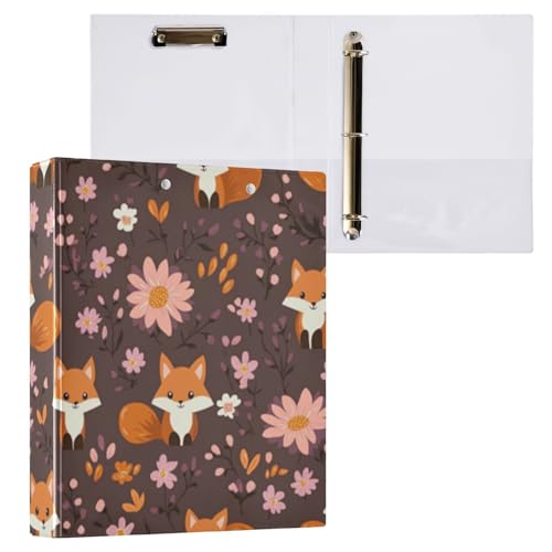 Kcldeci Hardcover Ringbuch mit 3 Ringen, Füchse und Blumen, 3,8 cm, runde Ringordner, Organizer, 200 Blatt für Büro, Zuhause, Schulanfang, 1 Stück Kcldeci Hardcover Ringbuch mit 3 Ringen, Füchse und Blumen, 3,8 cm, runde Ringordner, Organizer, 200 Blatt für Büro, Zuhause, Schulanfang, 1 Stück von Kcldeci