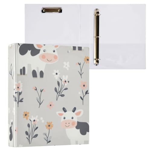 Kcldeci Hardcover Ringbuch mit 3 Ringen, Kuh und Blumen, 3,8 cm, runder Ringordner, Organizer, 200 Blatt für Büro, Zuhause, Schulanfang, 1 Stück Kcldeci Hardcover Ringbuch mit 3 Ringen, Kuh und Blumen, 3,8 cm, runder Ringordner, Organizer, 200 Blatt für Büro, Zuhause, Schulanfang, 1 Stück von Kcldeci
