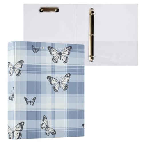 Kcldeci Hardcover Ringbuch mit 3 Ringen, Schmetterlingskaro, 3,8 cm, runde Ringordner, Organizer, 200 Blatt für Büro, Zuhause, Schulanfang, 1 Stück Kcldeci Hardcover Ringbuch mit 3 Ringen, Schmetterlingskaro, 3,8 cm, runde Ringordner, Organizer, 200 Blatt für Büro, Zuhause, Schulanfang, 1 Stück von Kcldeci