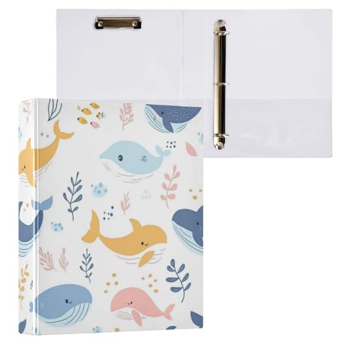 Kcldeci Hardcover Ringbuch mit 3 Ringen, bunte Wale, 3,8 cm, runde Ringordner, Organizer, 200 Blatt für Büro, Zuhause, Schulanfang, 1 Stück Kcldeci Hardcover Ringbuch mit 3 Ringen, bunte Wale, 3,8 cm, runde Ringordner, Organizer, 200 Blatt für Büro, Zuhause, Schulanfang, 1 Stück von Kcldeci