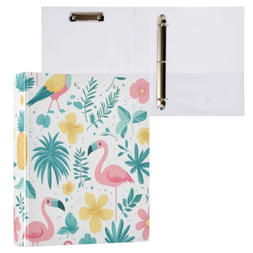 Kcldeci Hardcover Ringbuch mit 3 Ringen, tropischer Flamingo, 3,8 cm, rund, Ringordner, Organizer, 200 Blatt für Büro, Zuhause, Schulanfang, 2 Stück Kcldeci Hardcover Ringbuch mit 3 Ringen, tropischer Flamingo, 3,8 cm, rund, Ringordner, Organizer, 200 Blatt für Büro, Zuhause, Schulanfang, 2 Stück von Kcldeci