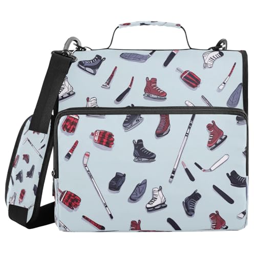 Kcldeci Hockeyschläger-Handschuhe und Schlittschuhe, 3 Ringe, 3,8 cm Reißverschluss, 500 Blatt, Organizer mit Schultergurt, Fächermappen für Schule und Büro Kcldeci Hockeyschläger-Handschuhe und Schlittschuhe, 3 Ringe, 3,8 cm Reißverschluss, 500 Blatt, Organizer mit Schultergurt, Fächermappen für Schule und Büro von Kcldeci