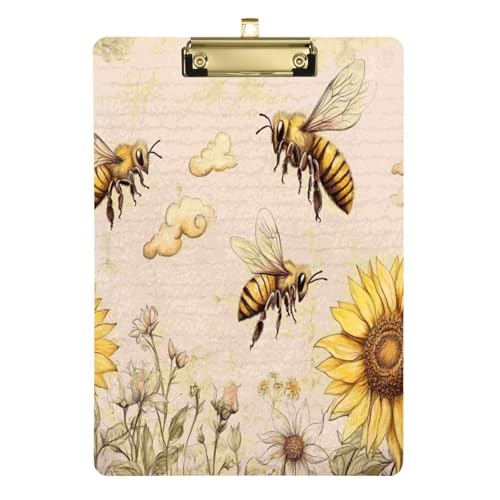 Kcldeci Honeybees Acryl-Klemmbrett mit Sonnenblumen-Motiv, A4, Klemmbretter für Klassenzimmer, Krankenpflege, Hartfaserplatte für Bürobedarf, Schulgold, 30,5 x 22,9 cm Kcldeci Honeybees Acryl-Klemmbrett mit Sonnenblumen-Motiv, A4, Klemmbretter für Klassenzimmer, Krankenpflege, Hartfaserplatte für Bürobedarf, Schulgold, 30,5 x 22,9 cm von Kcldeci