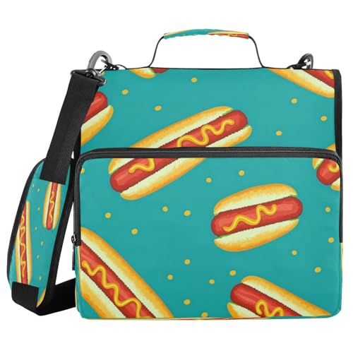 Kcldeci Hot Dog Food Green 3-Ring-Ordner mit Reißverschluss, 3,8 cm, 500 Blatt, Trapper, Organizer, Ordnertasche mit Schultergurt, Fächermappe für Schule und Büro Kcldeci Hot Dog Food Green 3-Ring-Ordner mit Reißverschluss, 3,8 cm, 500 Blatt, Trapper, Organizer, Ordnertasche mit Schultergurt, Fächermappe für Schule und Büro von Kcldeci