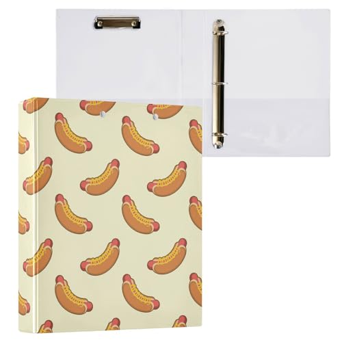 Kcldeci Hotdog Ringbuch mit 3 Ringen, 1 Packung, Klemmbretter, 3,8 cm, runder Ring für Papier, Hardcover für Schule, Büro und Zuhause von Kcldeci