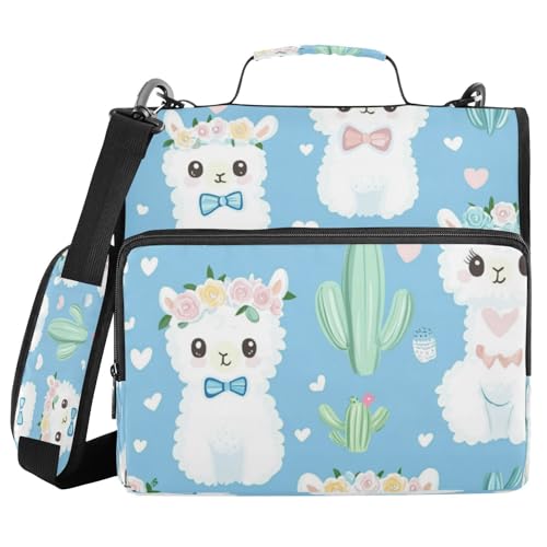 Kcldeci Kawaii Schaf-Ordner mit 3 Ringen, 3,8 cm Reißverschluss, 500 Blatt, Trapperhalter, Organizer, Tasche mit Schultergurt, Fächermappe für Schule und Büro von Kcldeci