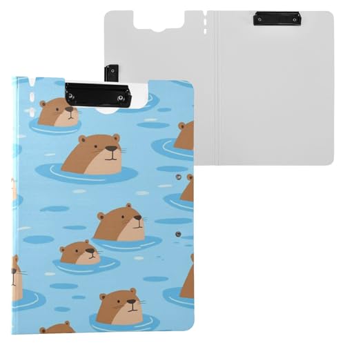 Kcldeci Klemmbrett-Ordner, niedliches Capybaras, schwimmend, A4, faltbare Klemmbretter, Klapp-Schreibblock für Memo-Formulare, Dokumente, Schule, Büro, Arbeit von Kcldeci
