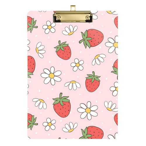 Kcldeci Klemmbrett aus Acryl, Erdbeere mit Gänseblümchen, A4, Briefgröße, Klemmbrett für Klassenzimmer, Studenten, Lehrer, Frauen, Kinder, Gold, 30,5 x 22,9 cm Kcldeci Klemmbrett aus Acryl, Erdbeere mit Gänseblümchen, A4, Briefgröße, Klemmbrett für Klassenzimmer, Studenten, Lehrer, Frauen, Kinder, Gold, 30,5 x 22,9 cm von Kcldeci