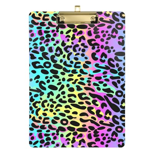 Kcldeci Klemmbrett aus Acryl, Regenbogen-Leopardenmuster, A4, Briefgröße, Klemmbrett für Klassenzimmer, Studenten, Lehrer, Frauen, Kinder, Gold, 30,5 x 22,9 cm Kcldeci Klemmbrett aus Acryl, Regenbogen-Leopardenmuster, A4, Briefgröße, Klemmbrett für Klassenzimmer, Studenten, Lehrer, Frauen, Kinder, Gold, 30,5 x 22,9 cm von Kcldeci