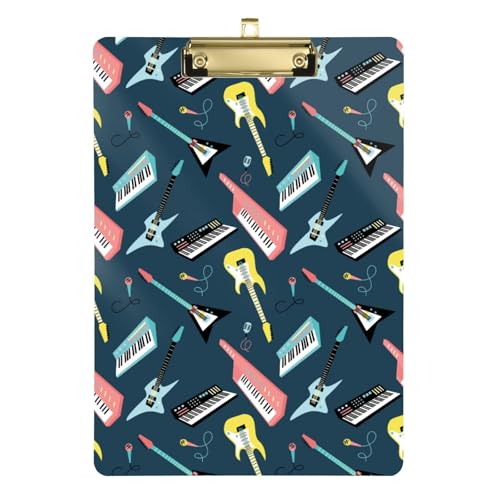 Kcldeci Klemmbrett aus Acryl im Retro-Stil der 80er Jahre Musikinstrumente, A4, Briefgröße, Klemmbrett für Klassenzimmer, Studenten, Lehrer, Frauen, Kinder, Gold, 30,5 x 22,9 cm Kcldeci Klemmbrett aus Acryl im Retro-Stil der 80er Jahre Musikinstrumente, A4, Briefgröße, Klemmbrett für Klassenzimmer, Studenten, Lehrer, Frauen, Kinder, Gold, 30,5 x 22,9 cm von Kcldeci