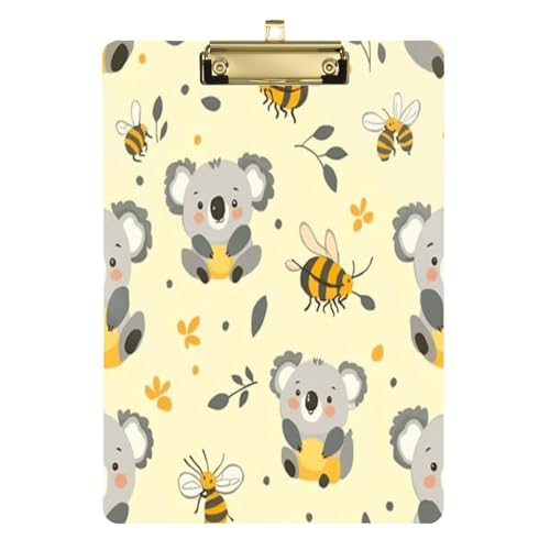 Kcldeci Klemmbrett aus Acryl mit Koala und Bienen, A4-Größe, Klemmbretter für Klassenzimmer, Krankenpflege, Hartfaserplatte für Bürobedarf, Schulgold, 30,5 x 22,9 cm Kcldeci Klemmbrett aus Acryl mit Koala und Bienen, A4-Größe, Klemmbretter für Klassenzimmer, Krankenpflege, Hartfaserplatte für Bürobedarf, Schulgold, 30,5 x 22,9 cm von Kcldeci