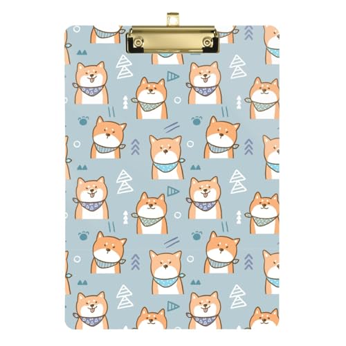 Kcldeci Klemmbrett mit Cartoon-Hund, Acryl, DIN A4, Briefgröße, Klemmbrett für Klassenzimmer, Schule und Büro, für Kinder, Studenten, Lehrer, Gold, 30,5 x 22,9 cm von Kcldeci