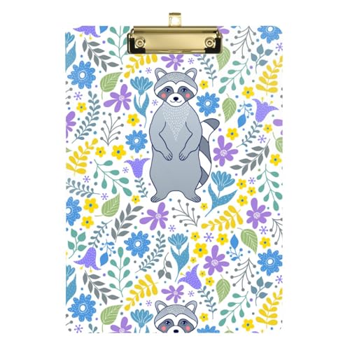 Kcldeci Klemmbrett mit Waschbär und Blumen auf weißem Acryl, A4, Briefgröße, Klemmbrett für Klassenzimmer, Studenten, Lehrer, Frauen, Kinder, Silber, 30,5 x 22,9 cm Kcldeci Klemmbrett mit Waschbär und Blumen auf weißem Acryl, A4, Briefgröße, Klemmbrett für Klassenzimmer, Studenten, Lehrer, Frauen, Kinder, Silber, 30,5 x 22,9 cm von Kcldeci